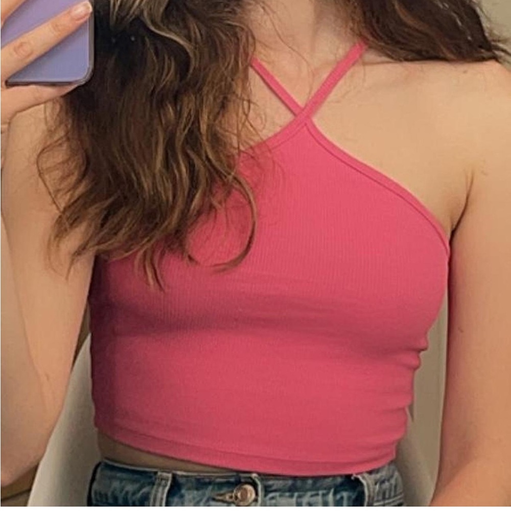Zara pink cross neck cropped tank size medium